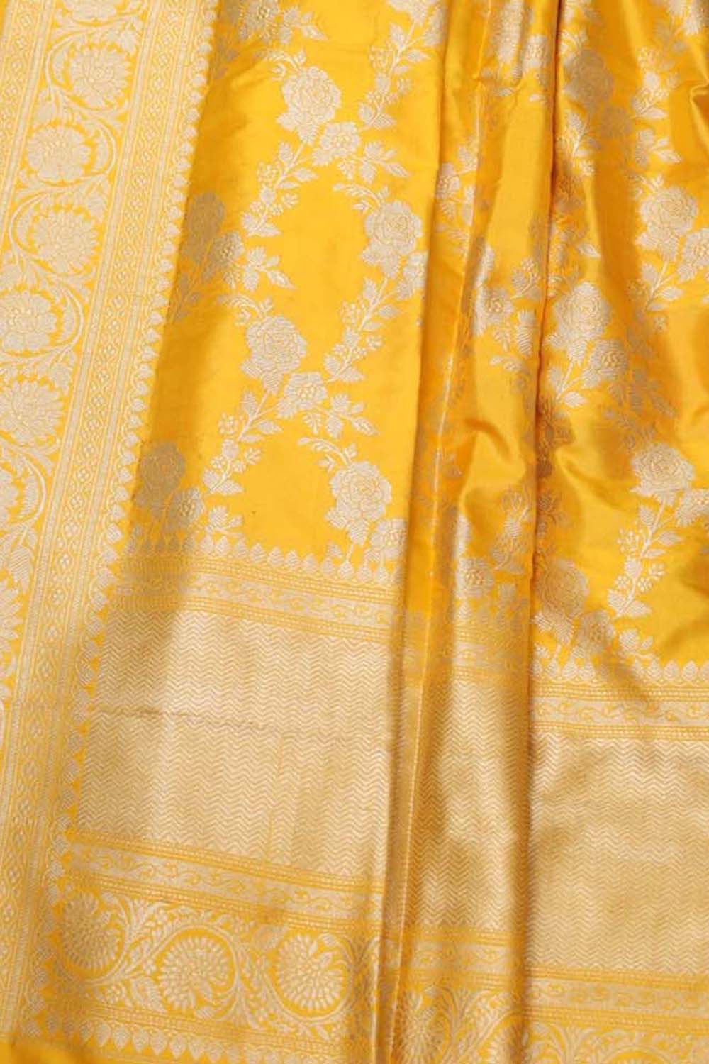 Pink Banarasi Chiniya Silk Suit with Yellow Kadwa Jaal Pure Silk Dupatta Set 3 Piece - Luxurion World