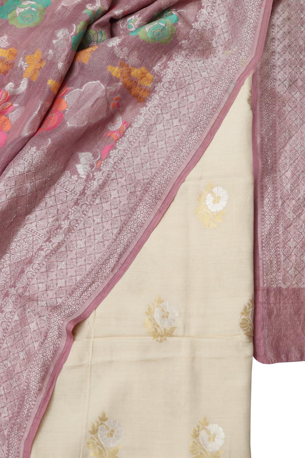 Dyeable Banarasi Moonga Silk Suit with Meenakari Moonga Georgette Dupatta - Luxurion World