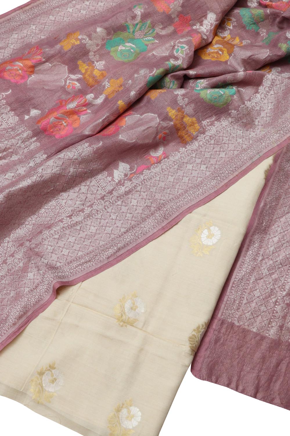 Dyeable Banarasi Moonga Silk Suit with Meenakari Moonga Georgette Dupatta - Luxurion World