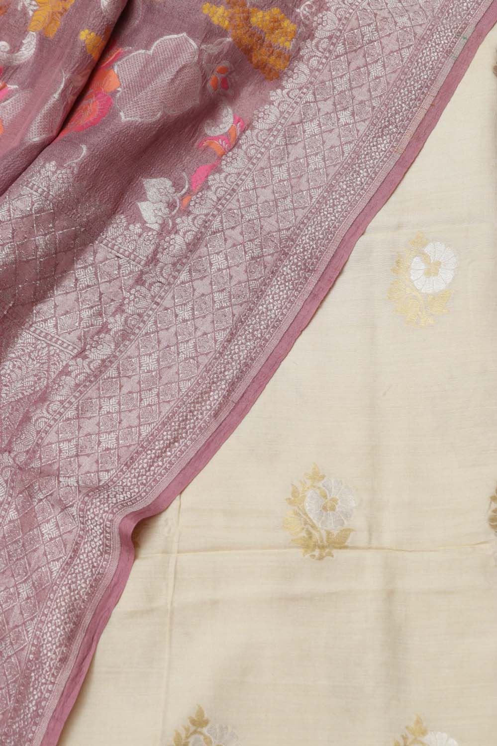 Dyeable Banarasi Moonga Silk Suit with Meenakari Moonga Georgette Dupatta - Luxurion World