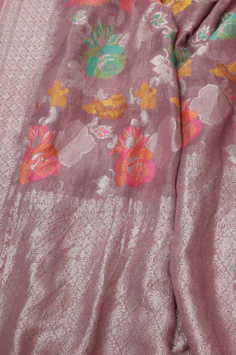 Pink Banarasi Moonga Silk Suit with Meenakari Moonga Georgette Dupatta - Luxurion World