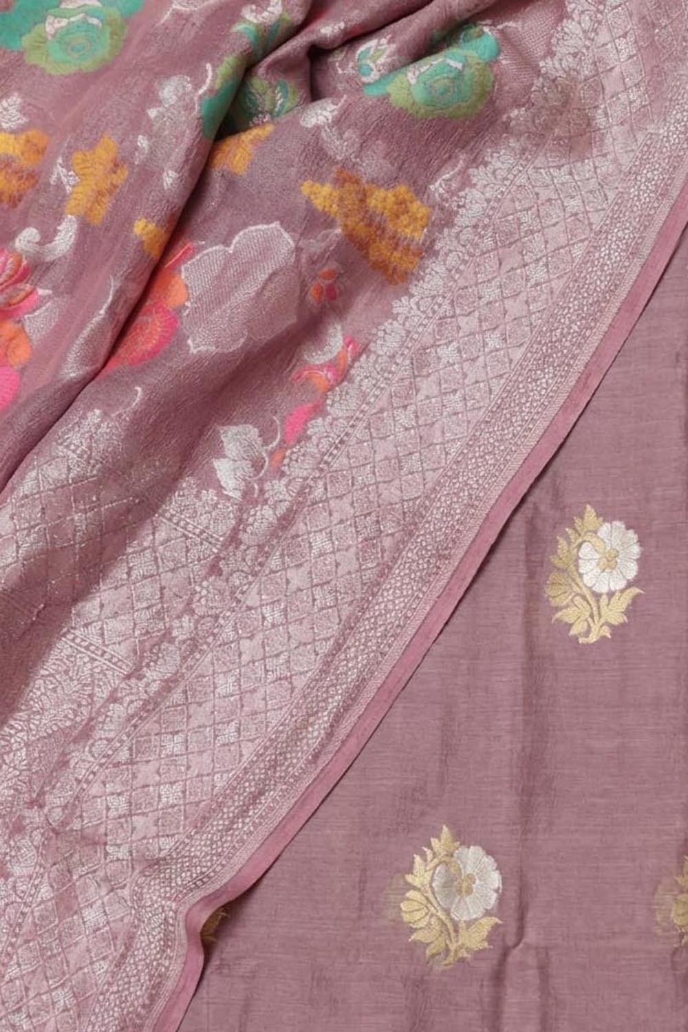 Pink Banarasi Moonga Silk Suit with Meenakari Moonga Georgette Dupatta - Luxurion World
