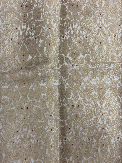Golden Banarasi Kimkhwab Silk Suit With Brown Handloom Banarasi Pure Katan Silk Booti Design Dupatta - Luxurion World
