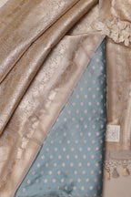 Grey Banarasi Silk Small Booti Design Suit With Grey Banarasi Silk Floral Design Dupatta - Luxurion World