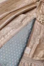Grey Banarasi Silk Small Booti Design Suit With Grey Banarasi Silk Floral Design Dupatta - Luxurion World