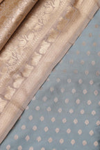 Grey Banarasi Silk Small Booti Design Suit With Grey Banarasi Silk Floral Design Dupatta - Luxurion World