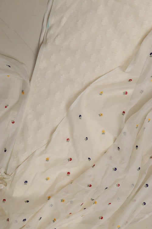 Dyeable Pure Cotton Handloom Banarasi Suit With Dyeable Banarasi Handloom Mul Cotton Dupatta - Luxurion World
