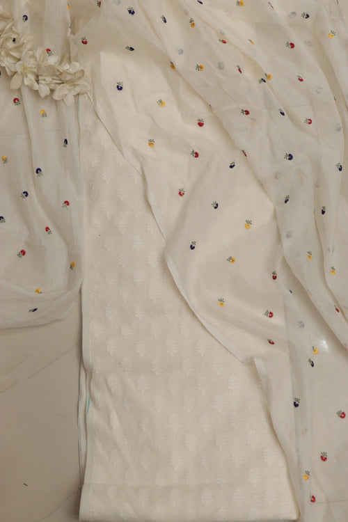 Dyeable Pure Cotton Handloom Banarasi Suit With Dyeable Banarasi Handloom Mul Cotton Dupatta - Luxurion World