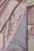 Multicolor Handloom Banarasi Silk Suit With Pink Banarasi Silk Floral Design Dupatta - Luxurion World