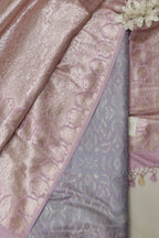 Multicolor Handloom Banarasi Silk Suit With Pink Banarasi Silk Floral Design Dupatta - Luxurion World