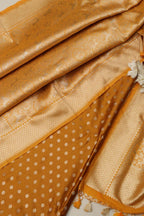 Mustard Yellow Banarasi Silk Small Booti Design Suit With Yellow Banarasi Silk Floral Design Dupatta - Luxurion World