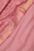 Pink Pure Cotton Handloom Banarasi Small Booti Design Suit With Pink Banarasi Cotton Dupatta - Luxurion World