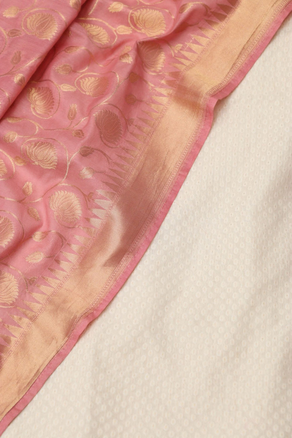 Dyeable Pure Cotton Handloom Banarasi Small Booti Design Suit With Pink Banarasi Cotton Dupatta - Luxurion World