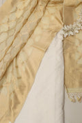 Dyeable Pure Cotton Handloom Banarasi Small Booti Design Suit With Pastel Banarasi Cotton Dupatta - Luxurion World