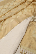 Dyeable Pure Cotton Handloom Banarasi Small Booti Design Suit With Pastel Banarasi Cotton Dupatta - Luxurion World