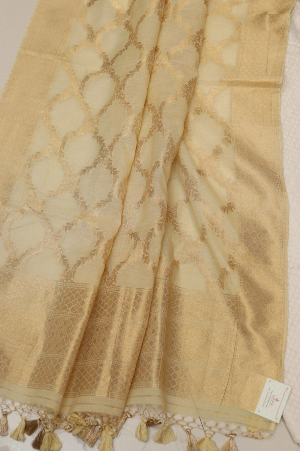 Dyeable Pure Cotton Handloom Banarasi Small Booti Design Suit With Pastel Banarasi Cotton Dupatta - Luxurion World