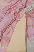 Cream Plain Silk Suit With Banarasi Silk Dupatta - Luxurion World