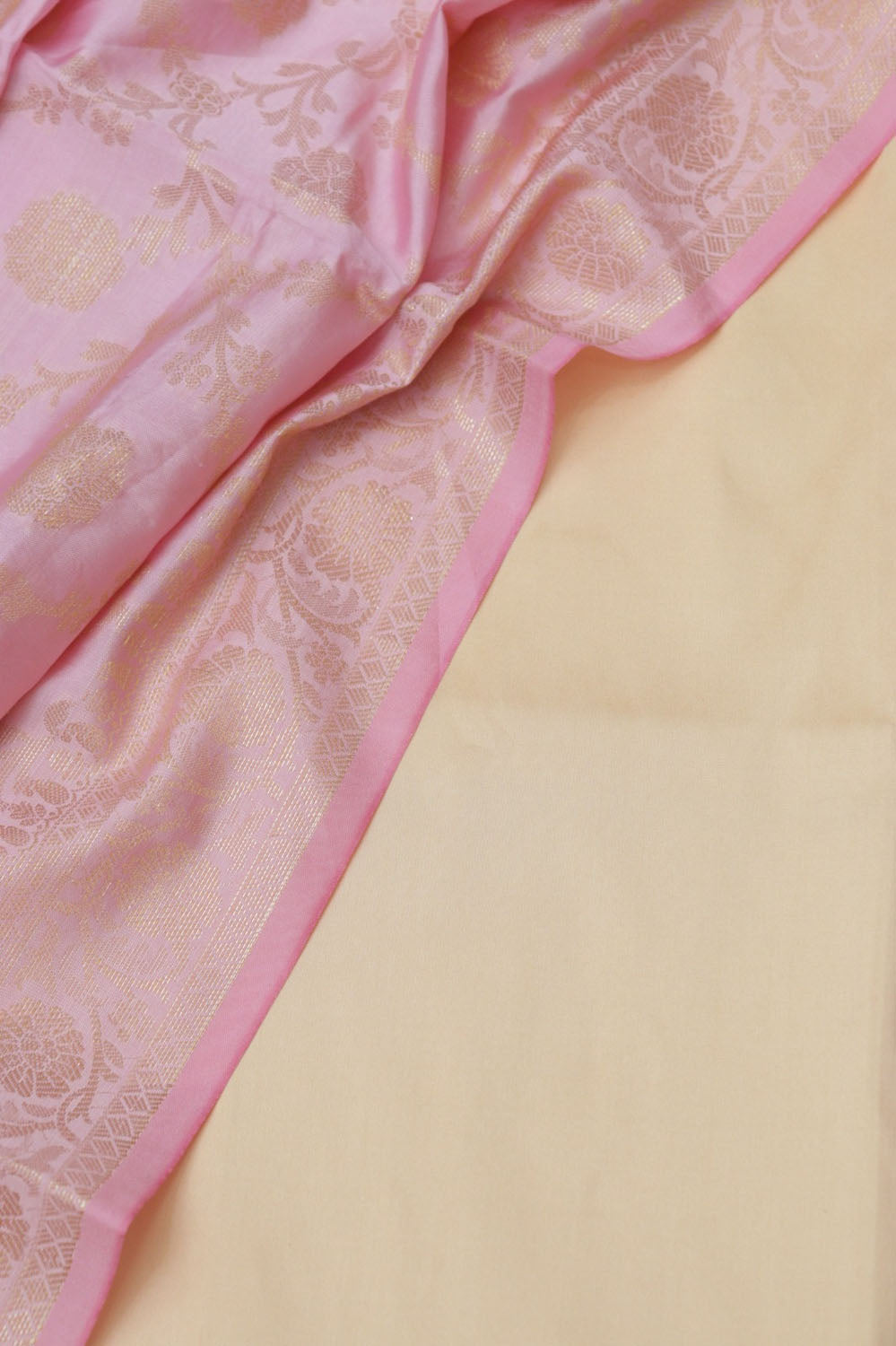 Cream Plain Silk Suit With Banarasi Silk Dupatta - Luxurion World