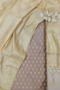 Pastel Banarasi Silk Small Booti Design Suit With Banarasi Silk Dupatta - Luxurion World