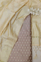 Pastel Banarasi Silk Small Booti Design Suit With Banarasi Silk Dupatta - Luxurion World