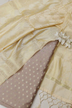 Pastel Banarasi Silk Small Booti Design Suit With Banarasi Silk Dupatta - Luxurion World