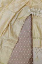 Pastel Banarasi Silk Small Booti Design Suit With Banarasi Silk Dupatta - Luxurion World