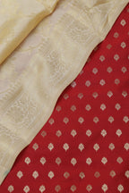 Red Banarasi Silk Small Booti Design With Banarasi Silk Dupatta - Luxurion World