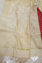 Red Banarasi Silk Small Booti Design With Banarasi Silk Dupatta - Luxurion World