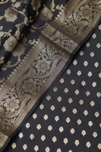 Black Banarasi Silk Small Booti Design With Banarasi Silk Dupatta - Luxurion World
