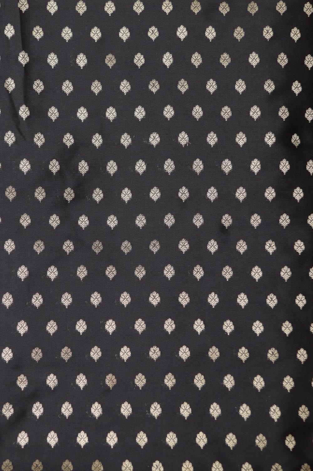 Black Banarasi Silk Small Booti Design With Banarasi Silk Dupatta - Luxurion World