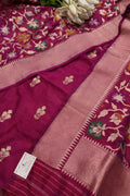 Pink Banarasi Handloom Chiniya Silk Suit With Pink Banarasi Handloom Pure Katan Silk Flower Design Meenakari Dupatta - Luxurion World
