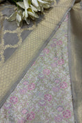 Pastel Handloom Banarasi Tanchui Silk Suit With Grey Banarasi Silk Dupatta - Luxurion World