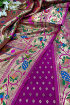 Pink Banarasi Silk Small Booti Design Suit With Pink Paithani Silk Flower & Peacock Design Dupatta - Luxurion World