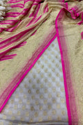 Dyeable Banarasi Pure Georgette Booti Suit — With Pink & Pastel Dupatta