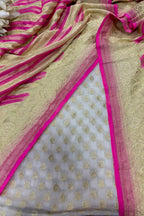 Dyeable Banarasi Pure Georgette Booti Suit — With Pink & Pastel Dupatta