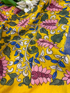 Green Banarasi Raw Silk Suit — With Yellow Hand Painted Kalamkari Dupatta