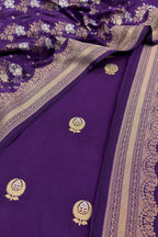 IS4B126081803 Purple Banarasi Handloom Pure Silk  Suit With Purple Banarasi Handloom Pure Katan Silk Sona Roopa Flower Design Dupatta