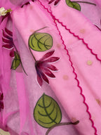 IS4B126092404 Pink Banarasi Kora Silk Booti Design Suit With Pink Hand Painted Organza Silk Scalloped Border Dupatta