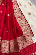 Dyeable Banarasi Handloom Chiniya Silk Suit With Red Banarasi Pure Katan Silk Handloom Dupatta IS4B126100702