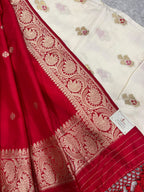 Dyeable Banarasi Handloom Chiniya Silk Suit With Red Banarasi Pure Katan Silk Handloom Dupatta IS4B126100702