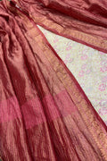 Pastel Handloom Banarasi Tanchui Silk Suit With Red Banarasi Tissue Silk Dupatta IS4B126100703
