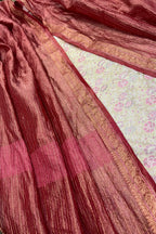 Pastel Handloom Banarasi Tanchui Silk Suit With Red Banarasi Tissue Silk Dupatta IS4B126100703