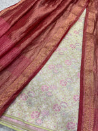 Pastel Handloom Banarasi Tanchui Silk Suit With Red Banarasi Tissue Silk Dupatta IS4B126100703