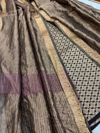 Maroon Banarasi Handloom Pure Katan Silk Suit With Brown Banarasi Tissue Silk Dupatta IS4B126100705