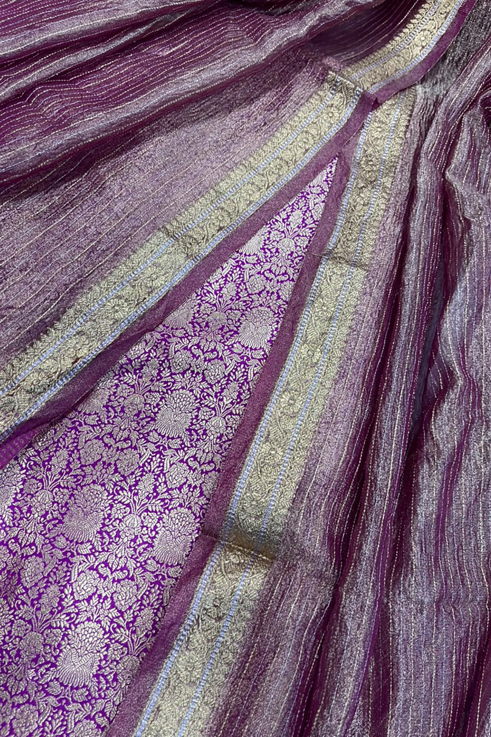 Purple Banarasi Katan Silk Meenakari Double Zari Fabric Brocade Bridal Suit With Purple Banarasi Tissue Silk Dupatta IS4B126100706