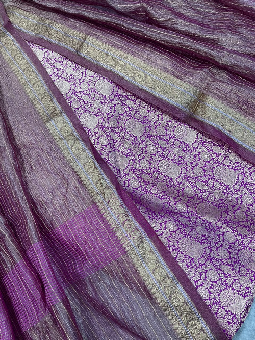Purple Banarasi Katan Silk Meenakari Double Zari Fabric Brocade Bridal Suit With Purple Banarasi Tissue Silk Dupatta IS4B126100706