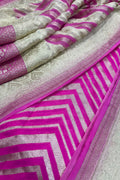 Pink Handloom Banarasi Pure Georgette Suit With Banarasi Pure Georgette Dupatta