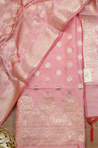 Pink Banarasi Soft Silk Three Piece Suit Set - Luxurion World