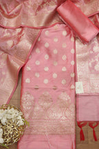 Pink Banarasi Soft Silk Three Piece Suit Set - Luxurion World