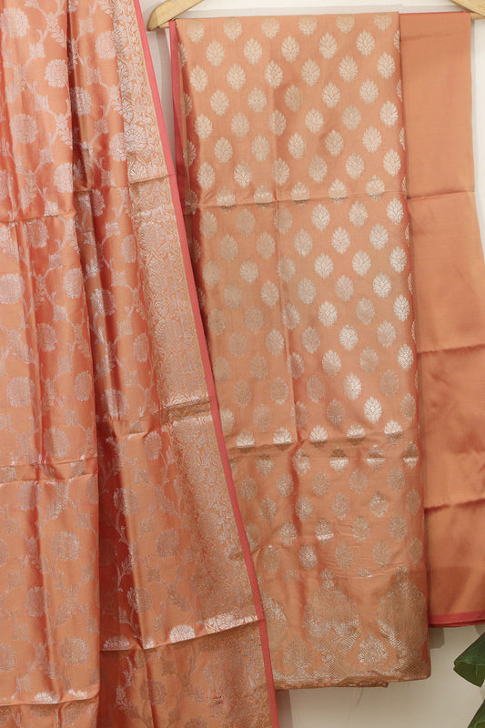 Orange Banarasi Soft Silk Three Piece Suit Set - Luxurion World